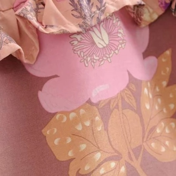 Long Sleeve Ruffle Boho Floral Gypsy Print dress - Picture 9 of 11